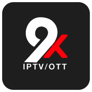 Logo de l’application 9K IPTV OTT, plateforme de streaming pour chaînes IPTV et VOD